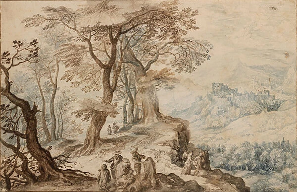 Landscape with Tobias and the Angel. Artist: Brueghel, Jan, the Younger (1601-1678)