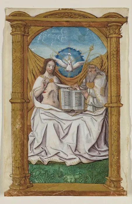 Framed Print : Print of a Leaf from Book of Hours: The Trinity, c1515 Framed Print : Print of a Leaf from Book of Hours: The Trinity, c1515