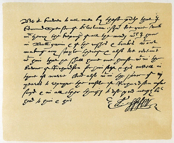 Letter from Grant, as Edward Spenser to one McHenry, c1589. Artist: Edward Spenser