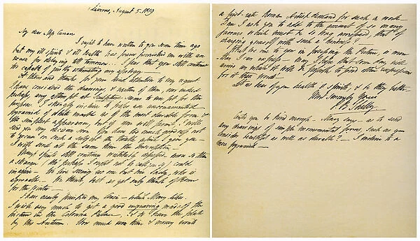 Letter from Shelley to Amelia Curran, 5th August 1819. Artist: Shelley