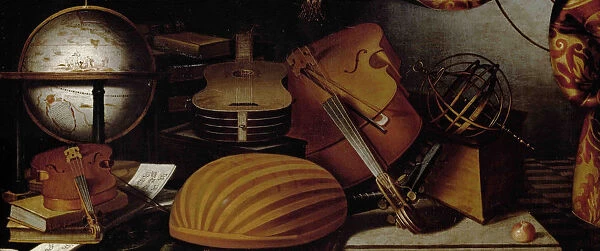 Still Life with Musical Instruments, Globe and Armillary Sphere (Detail), 17th century