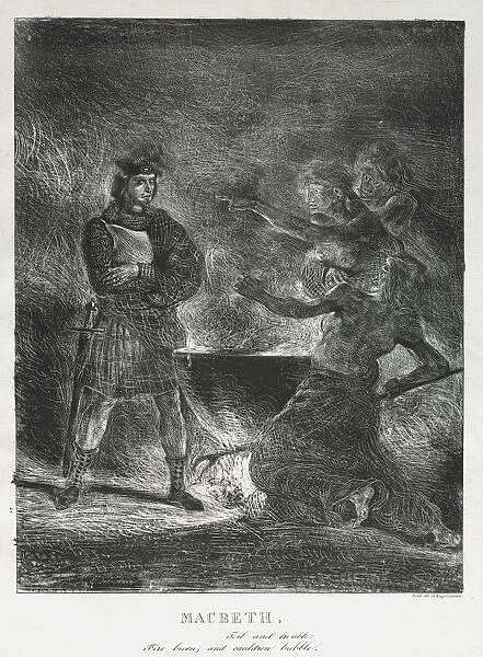 Macbeth Consulting the Witches, 1825. Creator: Eugene Delacroix (French, 1798-1863)