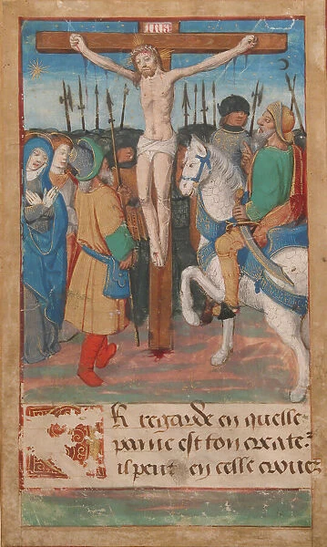 Manuscript Leaf with the Crucifixion, from a Book of Hours, French, 15th century
