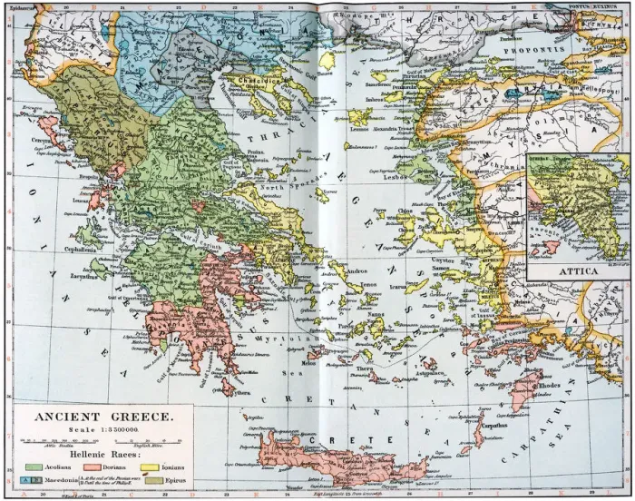 Framed Print : Map of Ancient Greece Print, 1902 Framed Print : Map of Ancient Greece Print, 1902