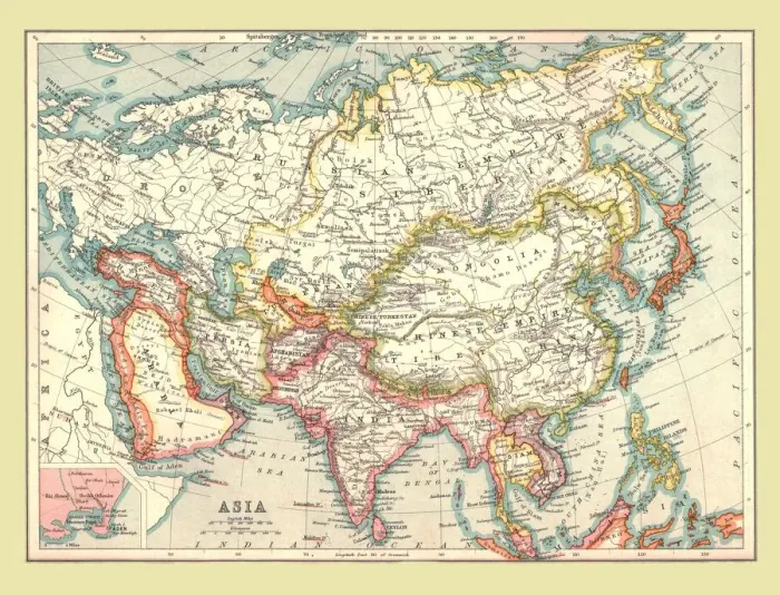 Framed Print : Map of Asia Print, 1902 Framed Print : Map of Asia Print, 1902