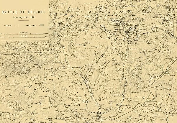 Map of the Battle of Belfort, 15 January 1871, (c1872). Creator: R. Walker