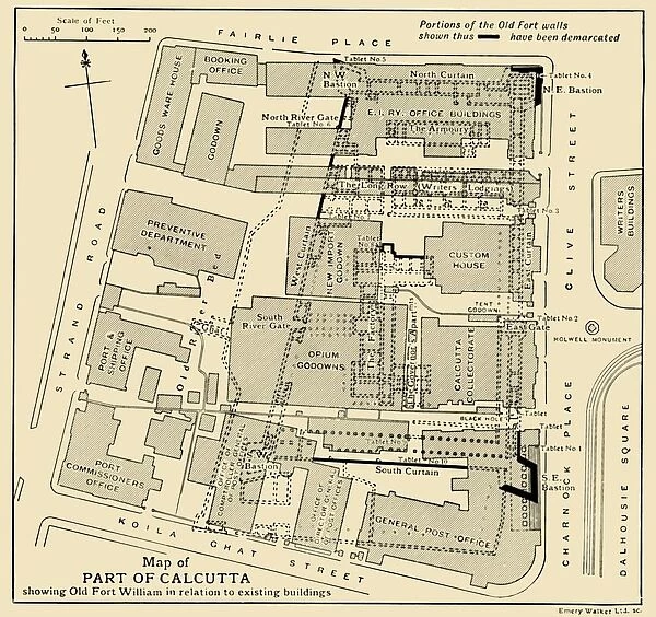 Map of Part of Calcutta showing Old Fort William in relation to existing buildings, 1925