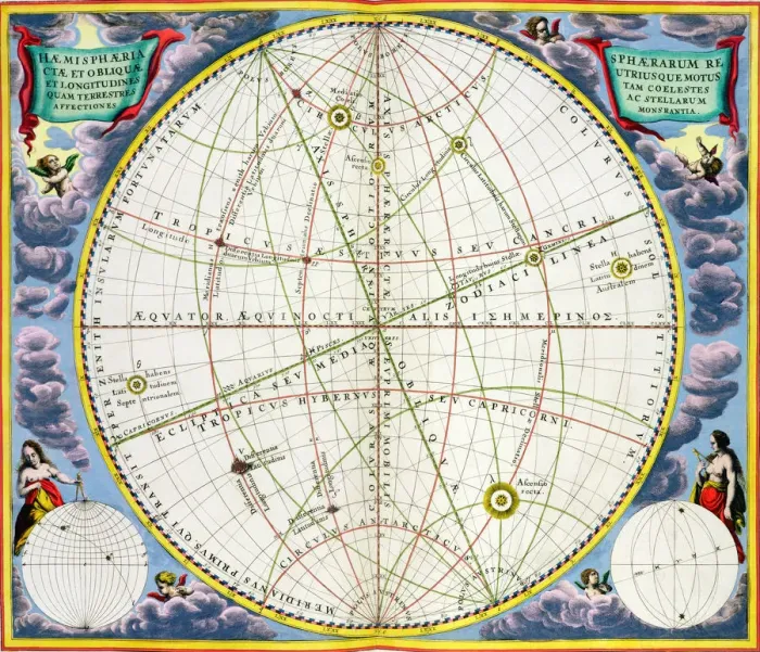 Framed Print : Andreas Cellarius Print of Celestial Map, 1660-1661