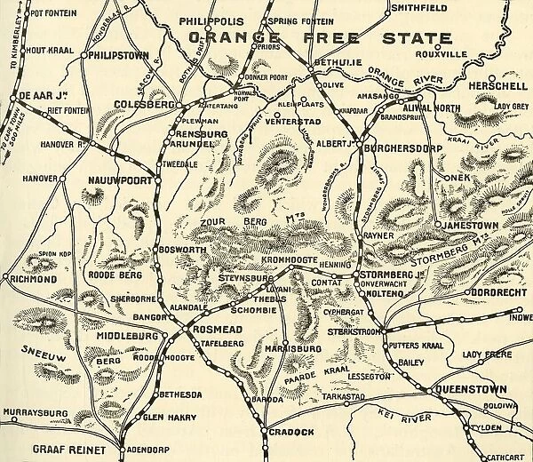 Map Illustrating the Operations on the Orange River, 1900. Creator: Unknown