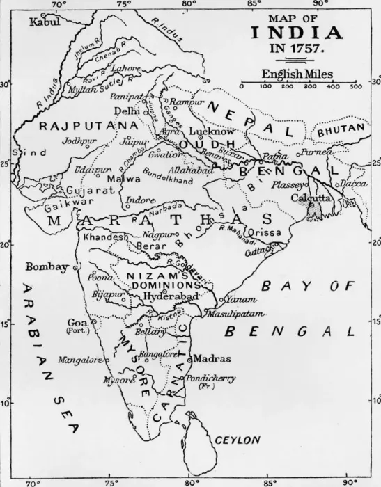 Framed Print : Print of Map of India in 1757 Framed Print : Print of Map of India in 1757
