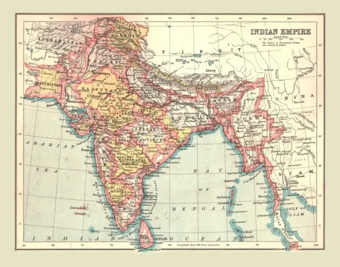Framed Print : Map of the Indian Empire, 1902 Print: A British Raj Era Map Framed Print : Map of the Indian Empire, 1902 Print: A British Raj Era Map