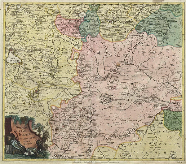 Map of Moscow governorate and parts of nearest provinces, 1745. Artist: Anonymous master