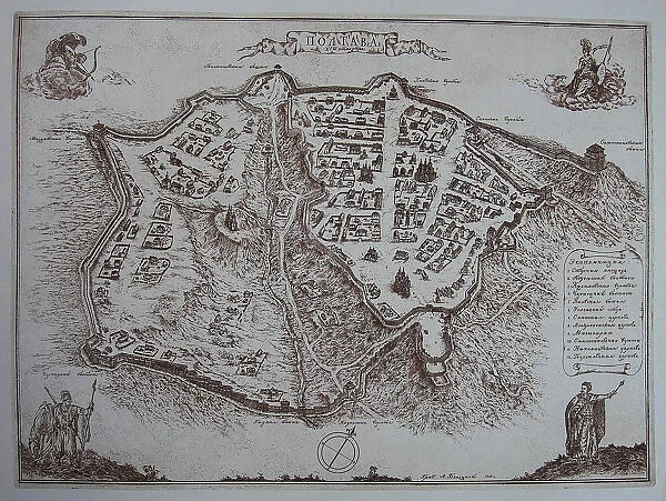 Map of Poltava in the early 18th-century. Artist: Anonymous