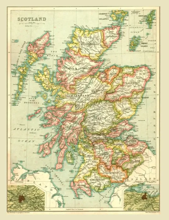 Framed Print : Heritage Images Print: Map of Scotland, 1902 Framed Print : Heritage Images Print: Map of Scotland, 1902
