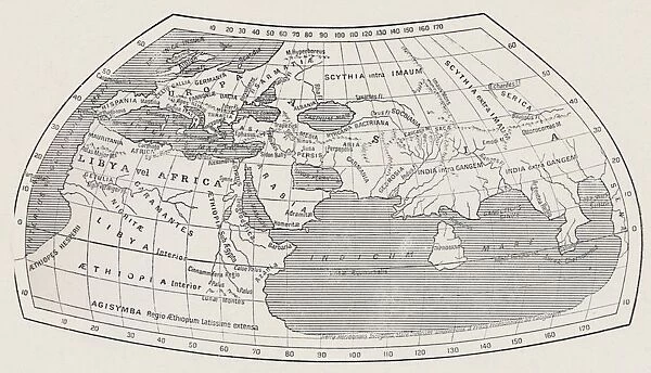Map of the World, According to Ptolemy, 1923. Creator: Agathodaemon of Alexandria
