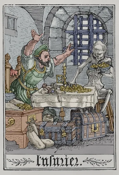 Framed Print : Facsimile Print of a Miser in a Room with Barred Windows Framed Print : Facsimile Print of a Miser in a Room with Barred Windows
