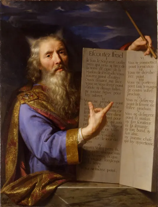 Framed Print : Moses with the Ten Commandments Print, c. 1650-1660 Framed Print : Moses with the Ten Commandments Print, c. 1650-1660