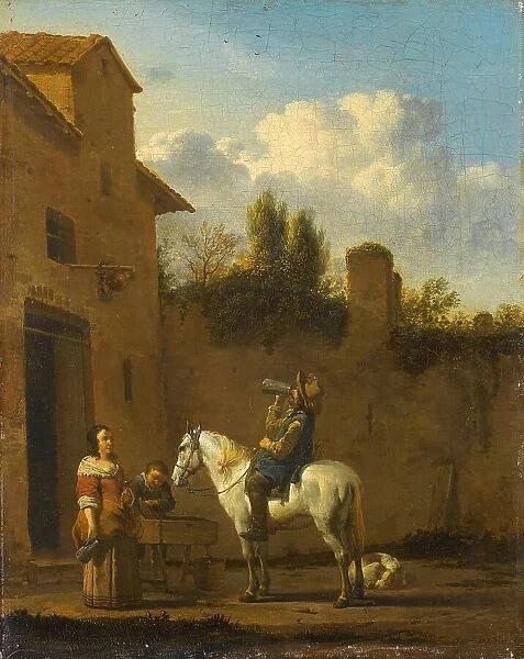 Mounted Trumpeter taking a Drink, 1650-1660. Creator: Karel Du Jardin