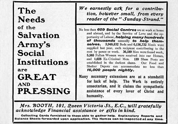 The Needs of the Salvation Armys Social Institutions are Great and Pressing, 1901