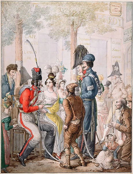 Occupation russe à Paris (Russian Cossacks in Paris, 1814), 1814-1817. Creator: Opiz, Georg Emanuel (1775-1841)