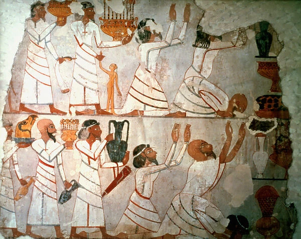 Offerings Scene, Wall Painting, Egyptian