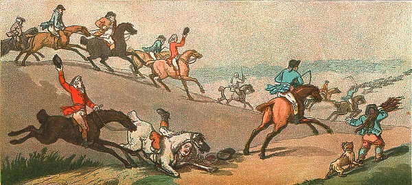 Old Fashioned Sporting Pictures, and the Road to Bygone Days; The Humours of Fox Hunting. 1788 --R Creator: Unknown