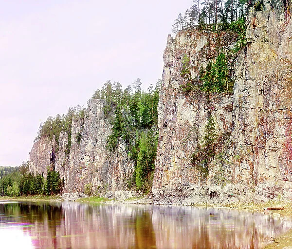Oleniy Rock, Chusovaya River, 1912. Creator: Sergey Mikhaylovich Prokudin-Gorsky