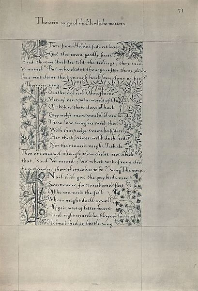 Page from The Story of the Dwellers of Eyr, 1871. Creator: William Morris