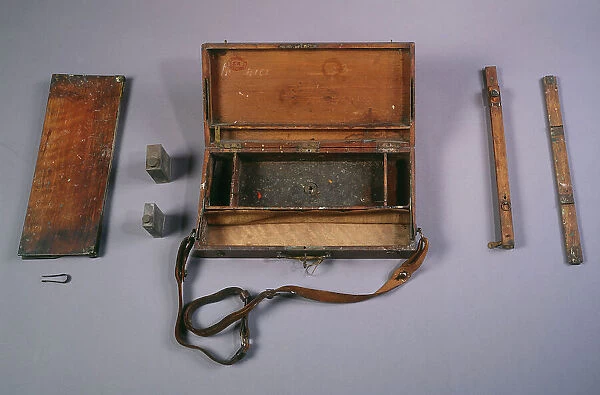 Paint box with removable easel and folding palette, before 1932. Creator: Unknown