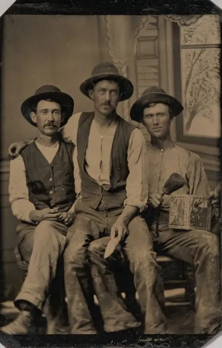 Framed Print : Three Painters Print, 1870s-80s Framed Print : Three Painters Print, 1870s-80s