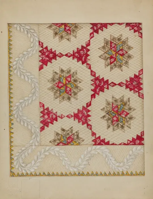 Framed Print : Patchwork Quilt Print, c. 1936 Framed Print : Patchwork Quilt Print, c. 1936