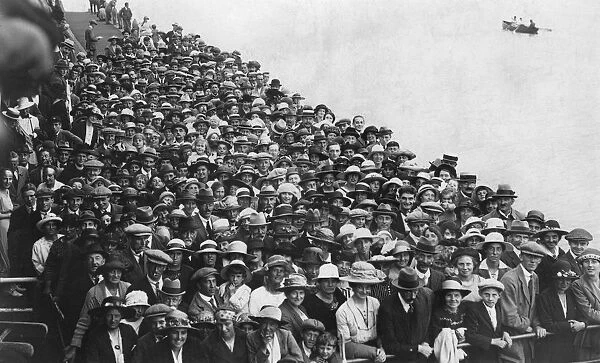 People waiting to go on a boat trip, Bournemouth Pier, August 1921
