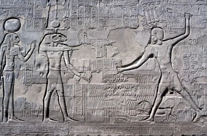 Framed Print : Print of Pharaoh Smiting Enemies in Temple Setting Framed Print : Print of Pharaoh Smiting Enemies in Temple Setting