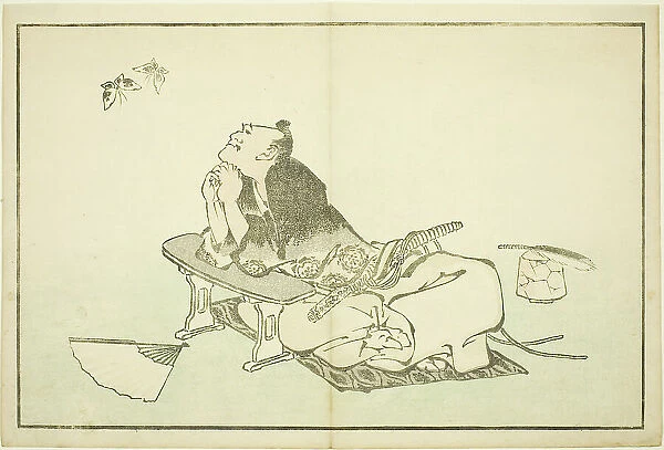 A Philosopher Watching a Pair of Butterflies, from The Picture Book of Realistic... c. 1814. Creator: Hokusai