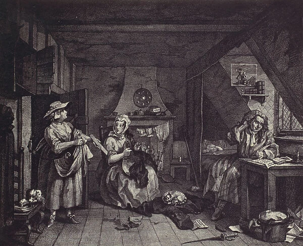 [photo-reproduction of Hogarths print illustrating the Dunciad, Book I, line III]