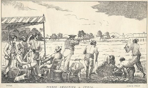 Pigeon Shooting in India, 19th century. Creator: J Bennett