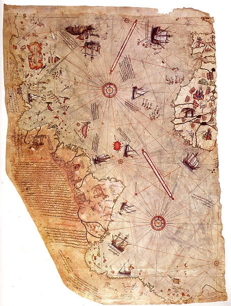 The Piri Reis world map, 1513. Artist: Piri Reis (1470-1553)