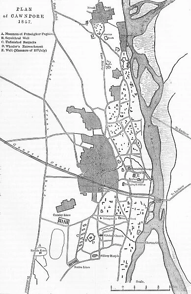 Plan of Cawnpore, c1891. Creator: James Grant