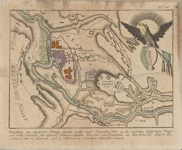 Plan of the siege of the Turkish fortress of Bender by the Russian army in November 1789