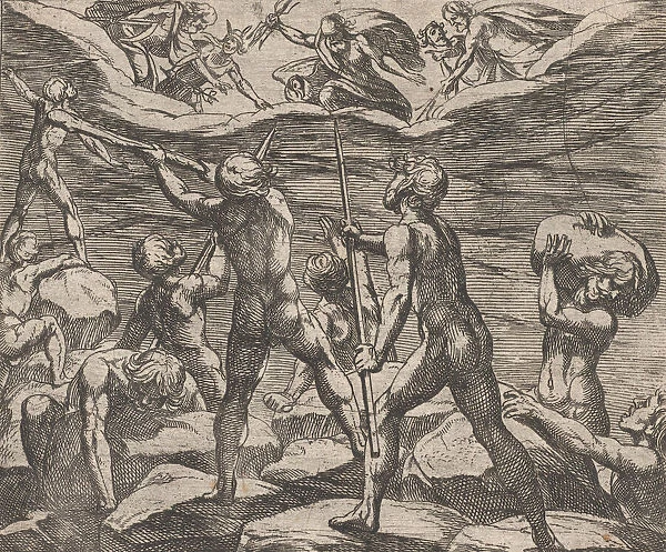 Plate 6: The Giants Attempting to Storm Olympus (Gigantomachia)