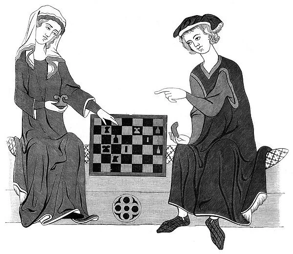 Playing chess, 13th century (1849)