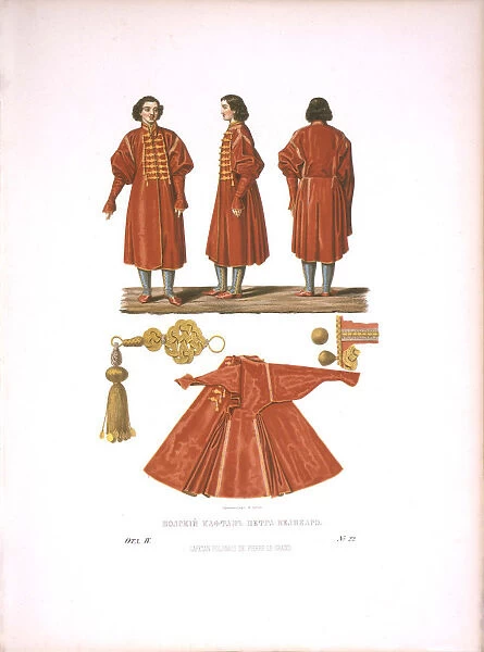 A Polish Kaftan of Peter the Great. From the Antiquities of the Russian State, before 1853. Artist: Solntsev, Fyodor Grigoryevich (1801-1892)