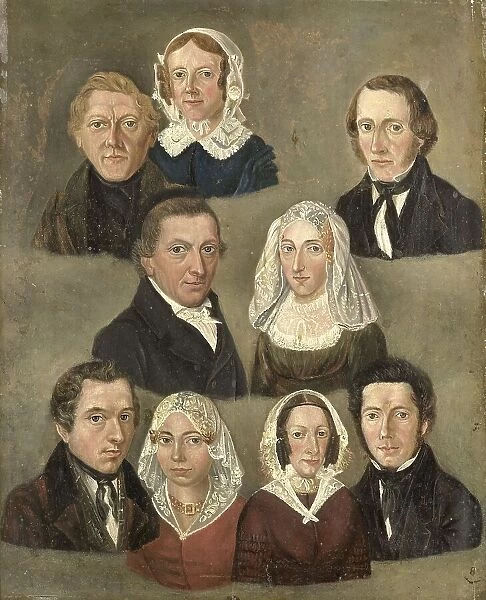 Portrait of the Artist's Parents, Douwe Martens Teenstra and Barber Hindriks Siccama with Members of Creator: Kornelis Douwes Teenstra