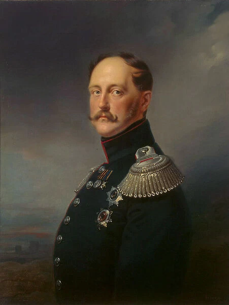 Portrait of Emperor Nicholas I, (1796-1855), 1852. Artist: Franz Kruguer