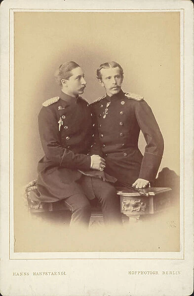 Portrait of German Emperor Wilhelm II (1859-1941), King of Prussia, with his brother Prince Henry of Creator: Hanfstaengl, Hanns (Johann) (1820-1885)