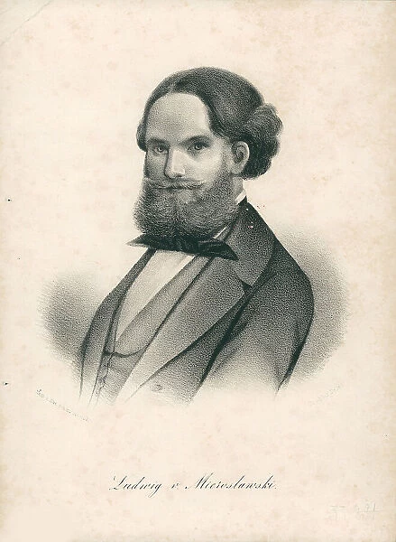 Portrait of Ludwik Mieroslawski (1814-1878), c. 1850. Creator: Domschke, Carl (1812-1881)