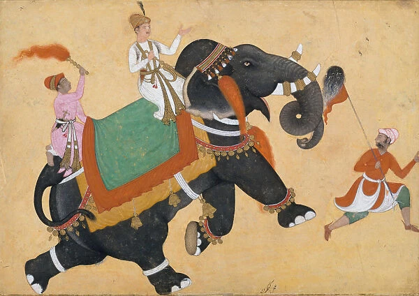 Prince Riding an Elephant, 16th-17th century. Creator: Khem Karan
