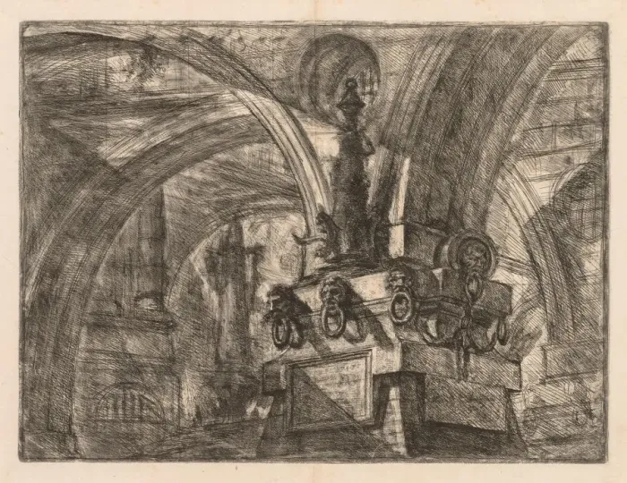 Framed Print : The Prisons Print: Round Arches from a Square Column
