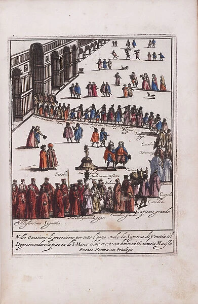 Procession of the Doge and his entourage in the Piazza San Marco in Venice, 1609