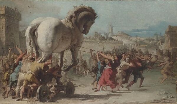 The Procession of the Trojan Horse into Troy, ca 1760. Artist: Tiepolo, Giandomenico (1727-1804)
